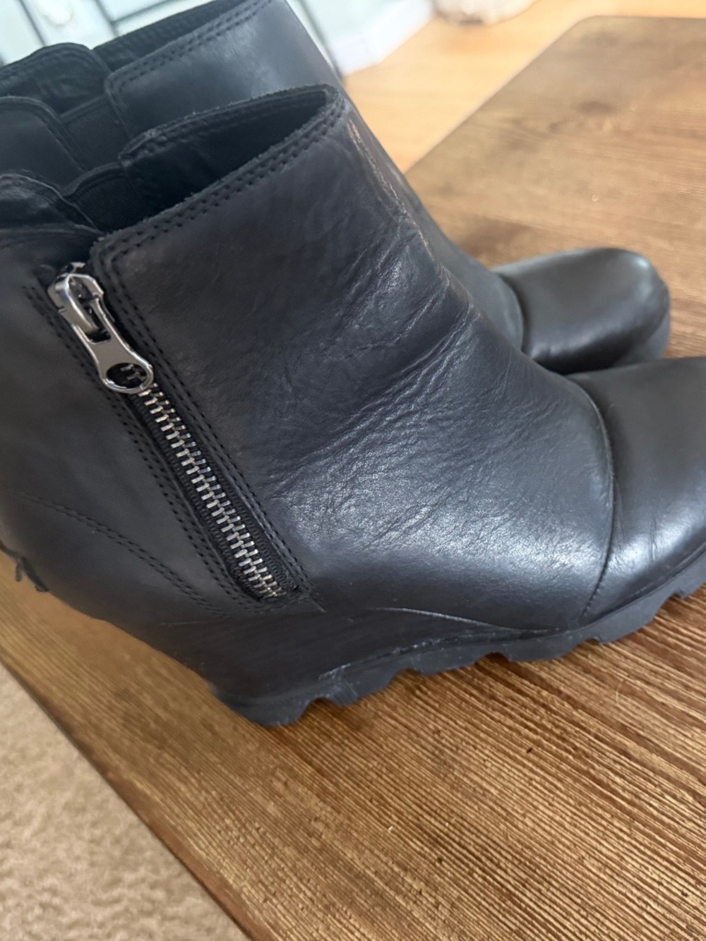 Sorel Joan of Arctic black wedge booties